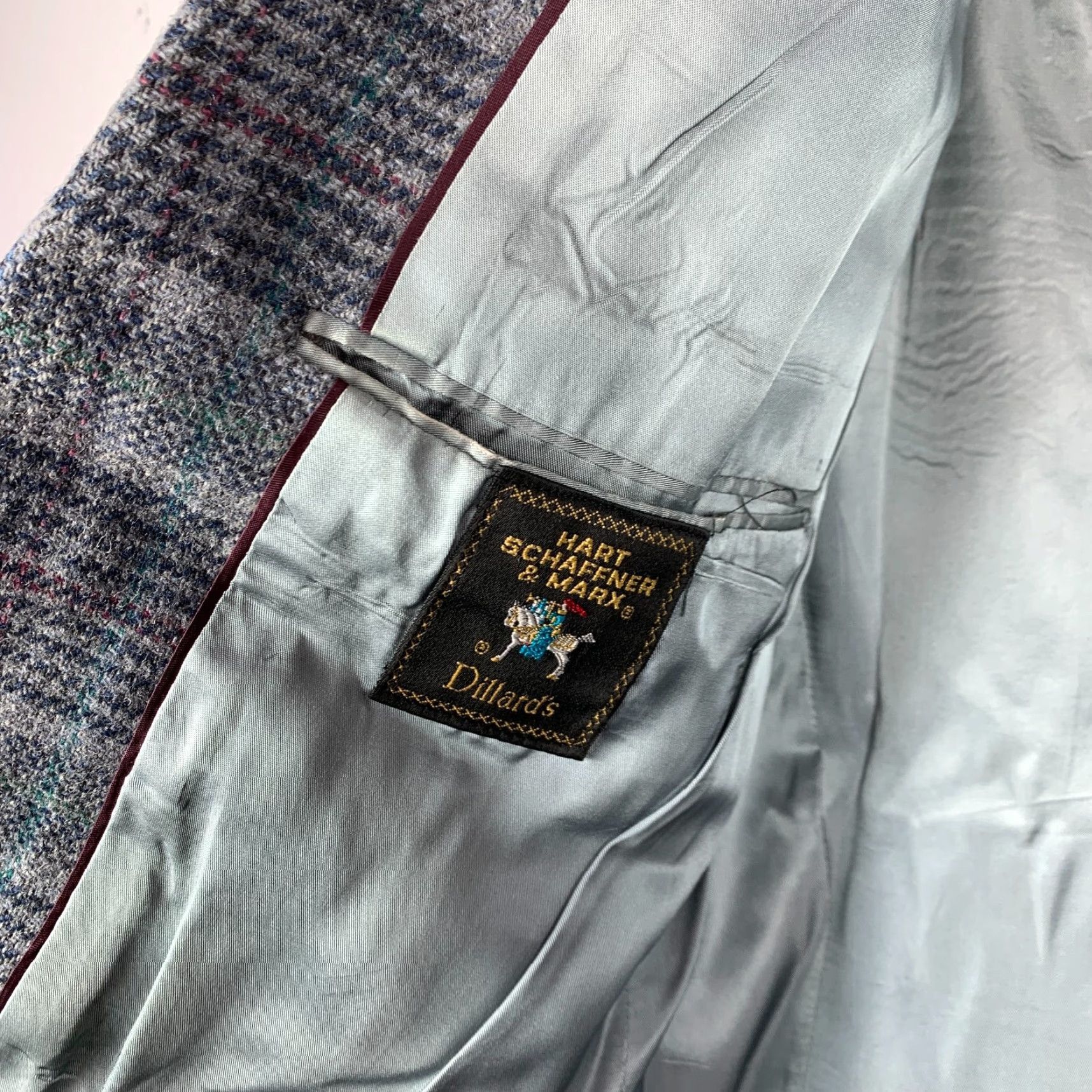 Hart Schaffner Marx Hart Schaffner Marx Wool Plaid Blazer Suit Sport Coat 44 x 31 Mens Shirt Size 44R - 7 Thumbnail