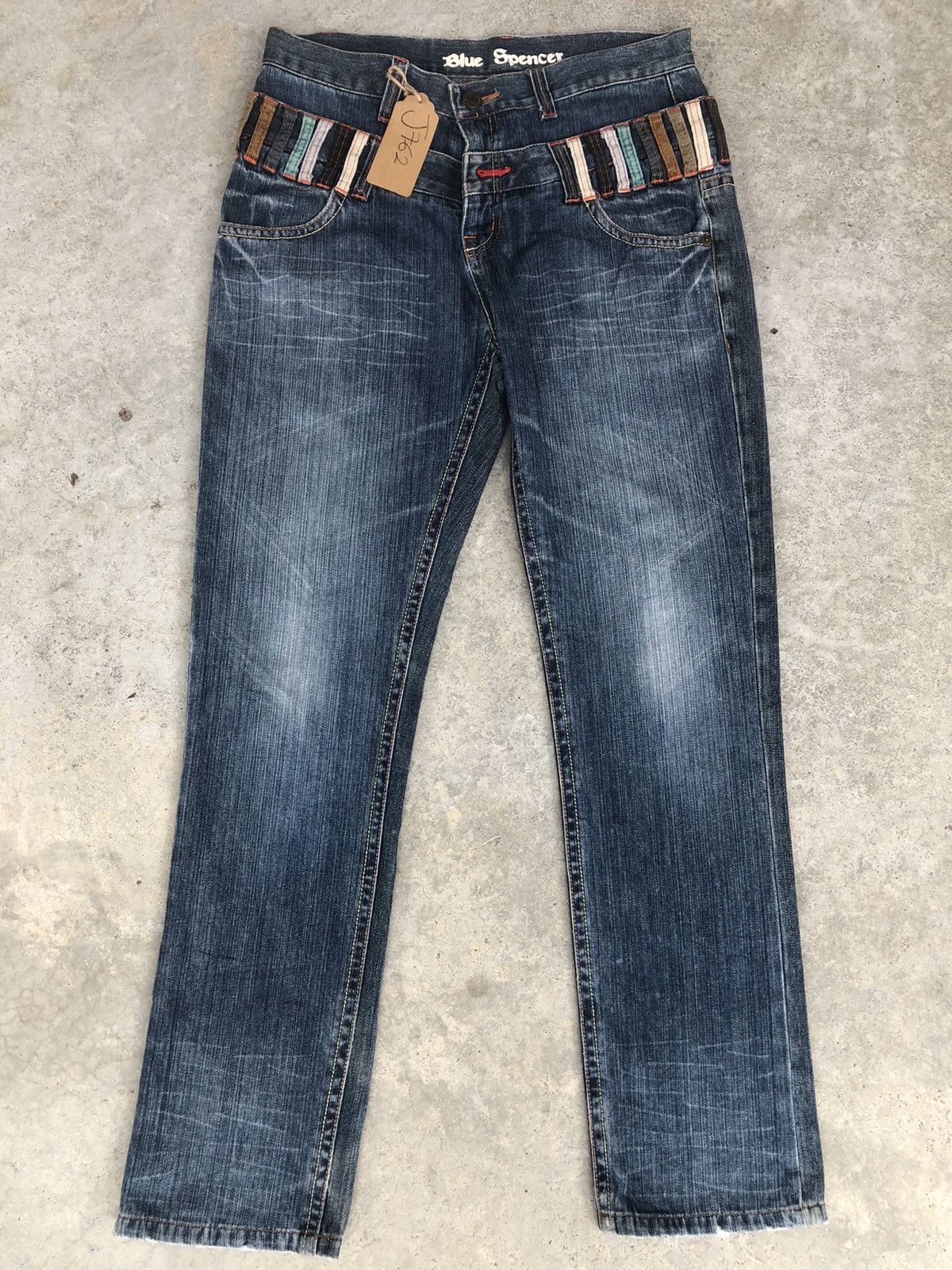 image of Hysteric Glamour Japanese Blue Spencer Double Waist Distressed Jeans, Men's (Size 32)