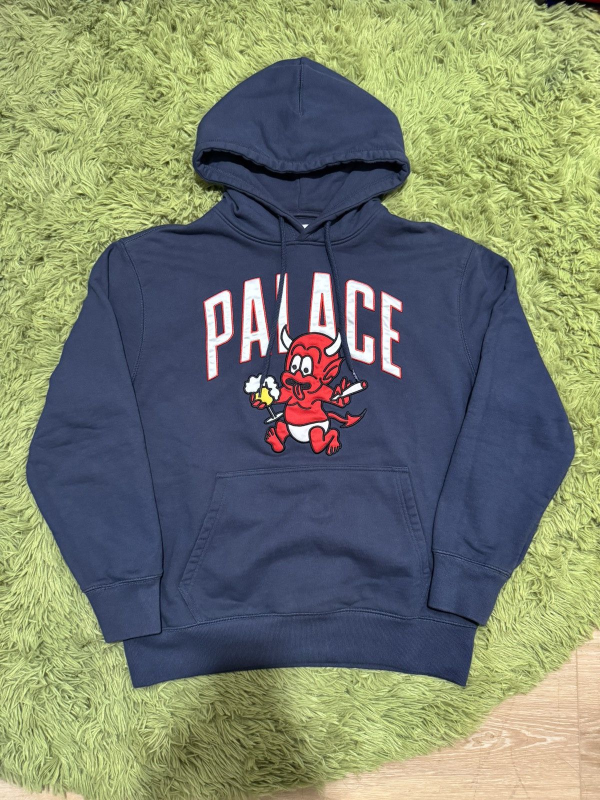 Palace lowercase font hoodie - authentic navy