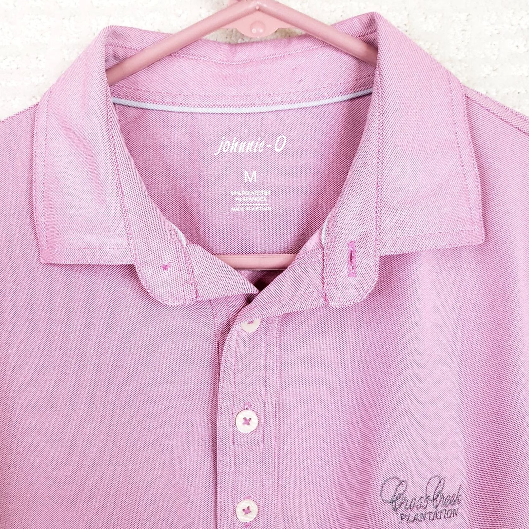 johnnie-O johnnie-O Polo Shirt Mens M Pink Short Sleeve Pullover Polyester Knit Striped Logo Cross Creek Plantation Size US M / EU 48-50 / 2 - 6 Thumbnail