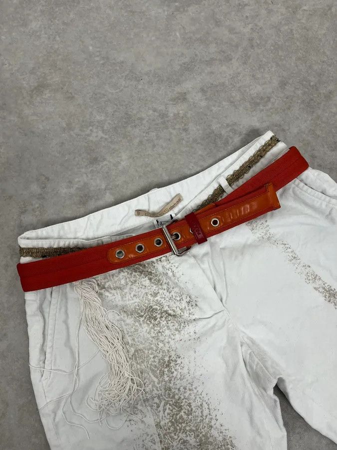 Prada 2000s Prada Orange Hybrid Leather Belt Size ONE SIZE - 1 Thumbnail