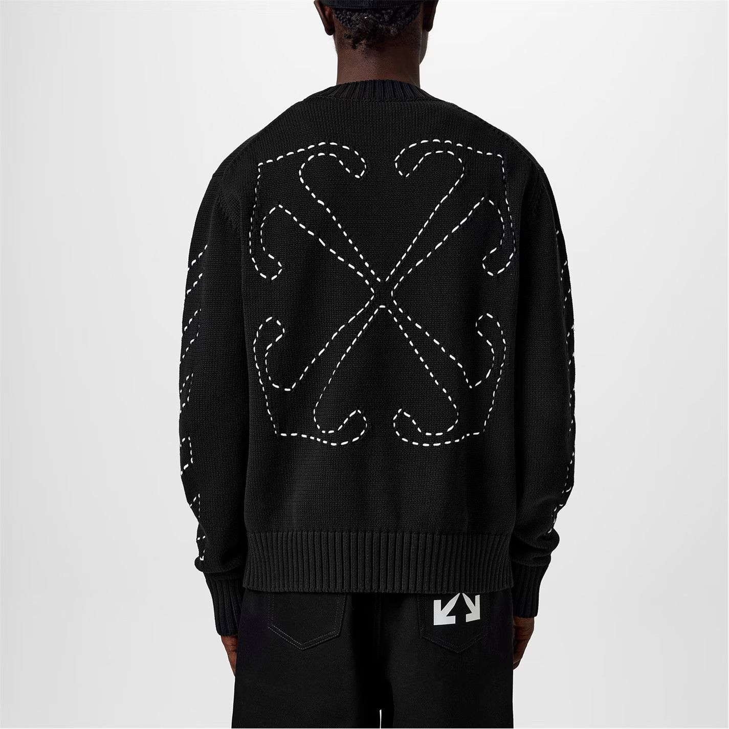 Off-White o1g2r1mq0326 Quarter Crew Neck Jumper in Black Size US L / EU 52-54 / 3 - 4 Thumbnail
