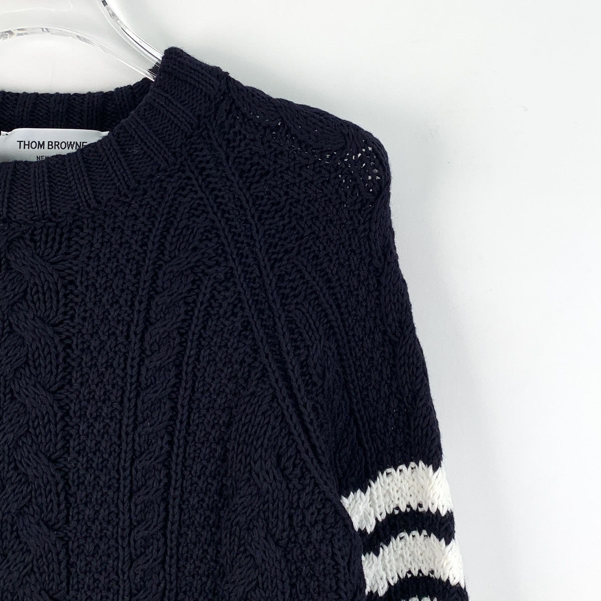 Thom Browne Thom Browne Navy Cable Knit Long Sleeve Sweater K26WX Size M / US 6-8 / IT 42-44 - 3 Thumbnail