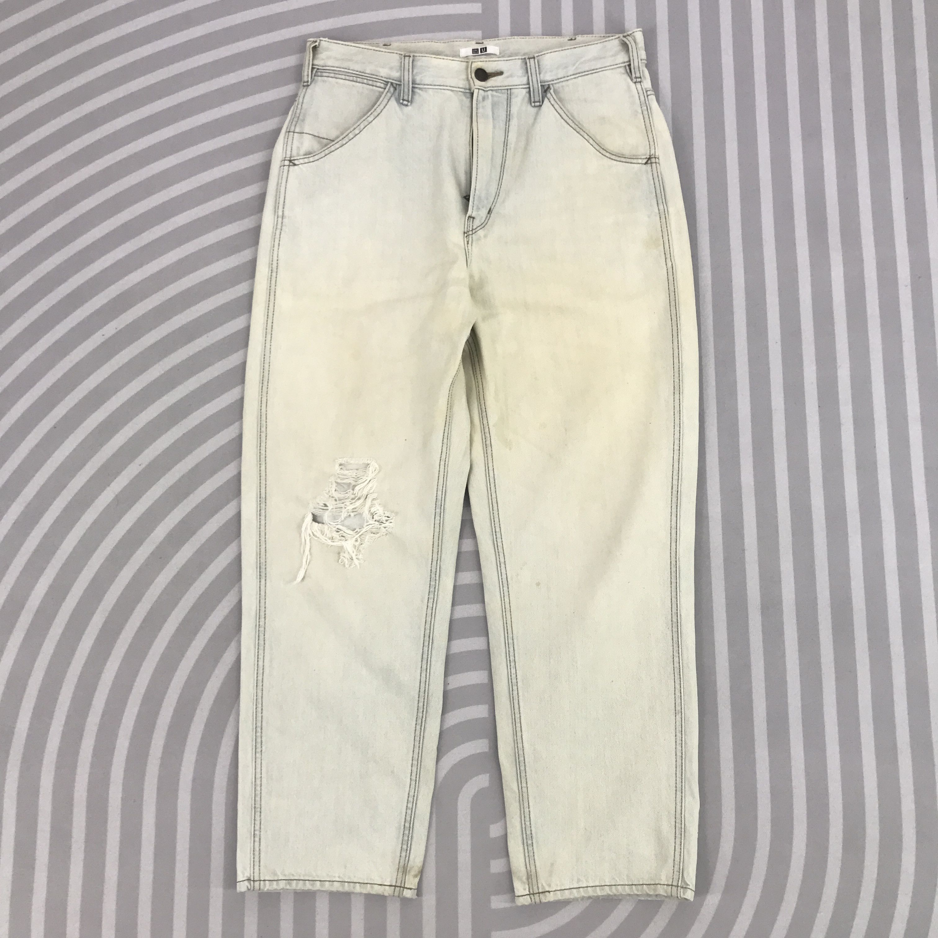 Christophe Lemaire × Uniqlo Vtg Lemaire x Uniqlo Distressed Denim light wash design Size US 30 / EU 46 - 1 Thumbnail
