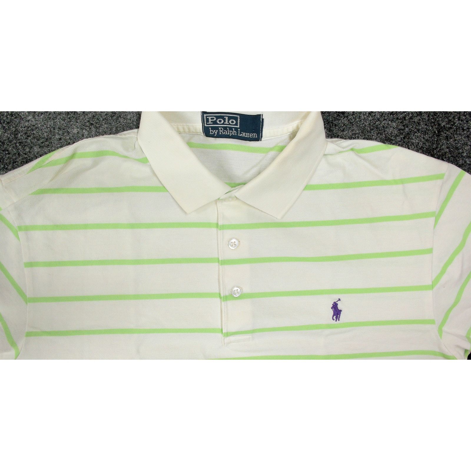 Polo Ralph Lauren Polo Ralph Lauren Vintage Y2K Lime Green Striped Baggy Polo Size US L / EU 52-54 / 3 - 7 Thumbnail