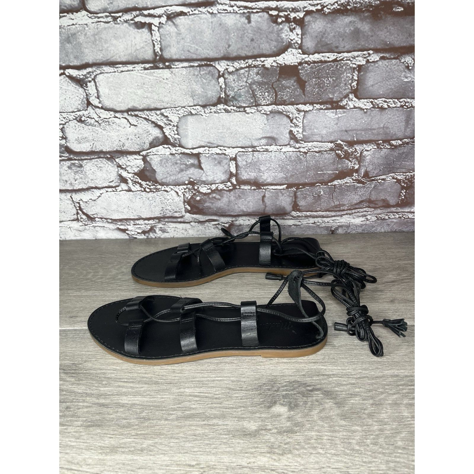Madewell Madewell Boardwalk Black Leather Gladiator Lace Up Sandals W Size US 8 / IT 38 - 2 Thumbnail