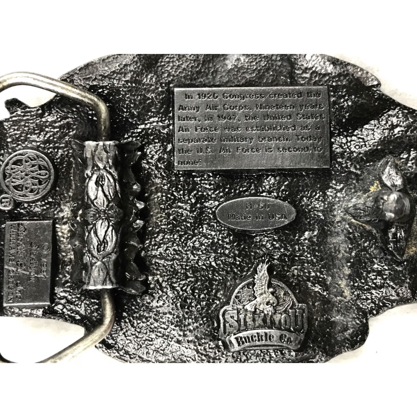 Vintage vintage 80s US AIR FORCE BRASS BELT BUCKLE Siskiyou US Army Military Size ONE SIZE - 4 Thumbnail