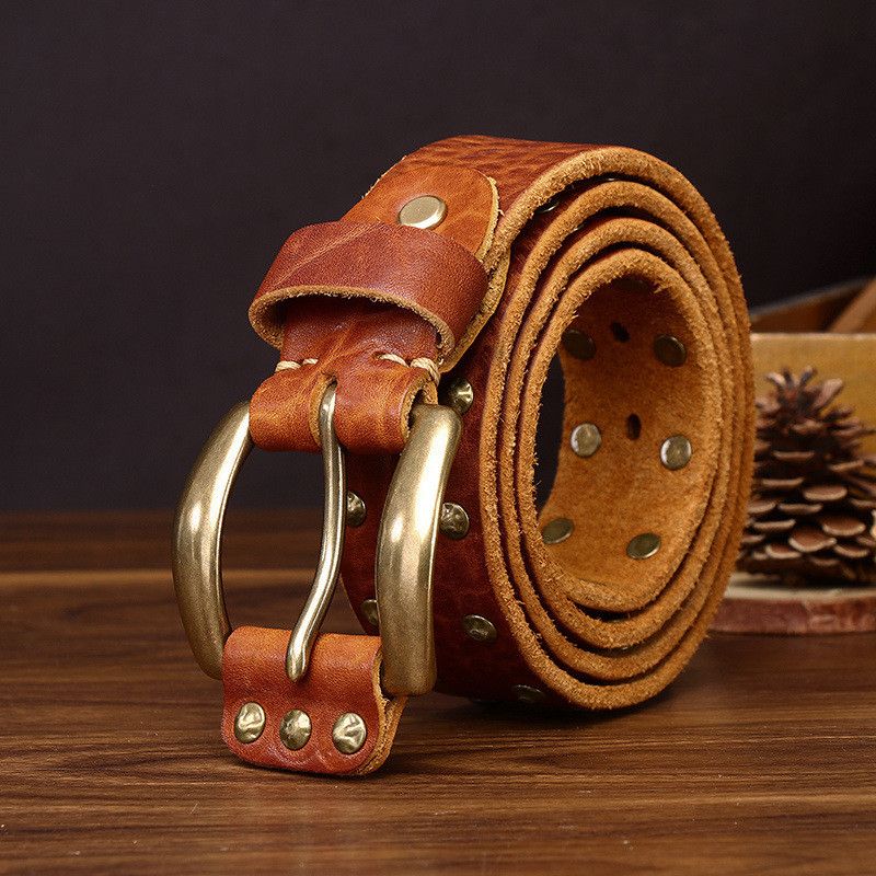 Leather Punk Rivet Leather Belt Size ONE SIZE - 3 Thumbnail