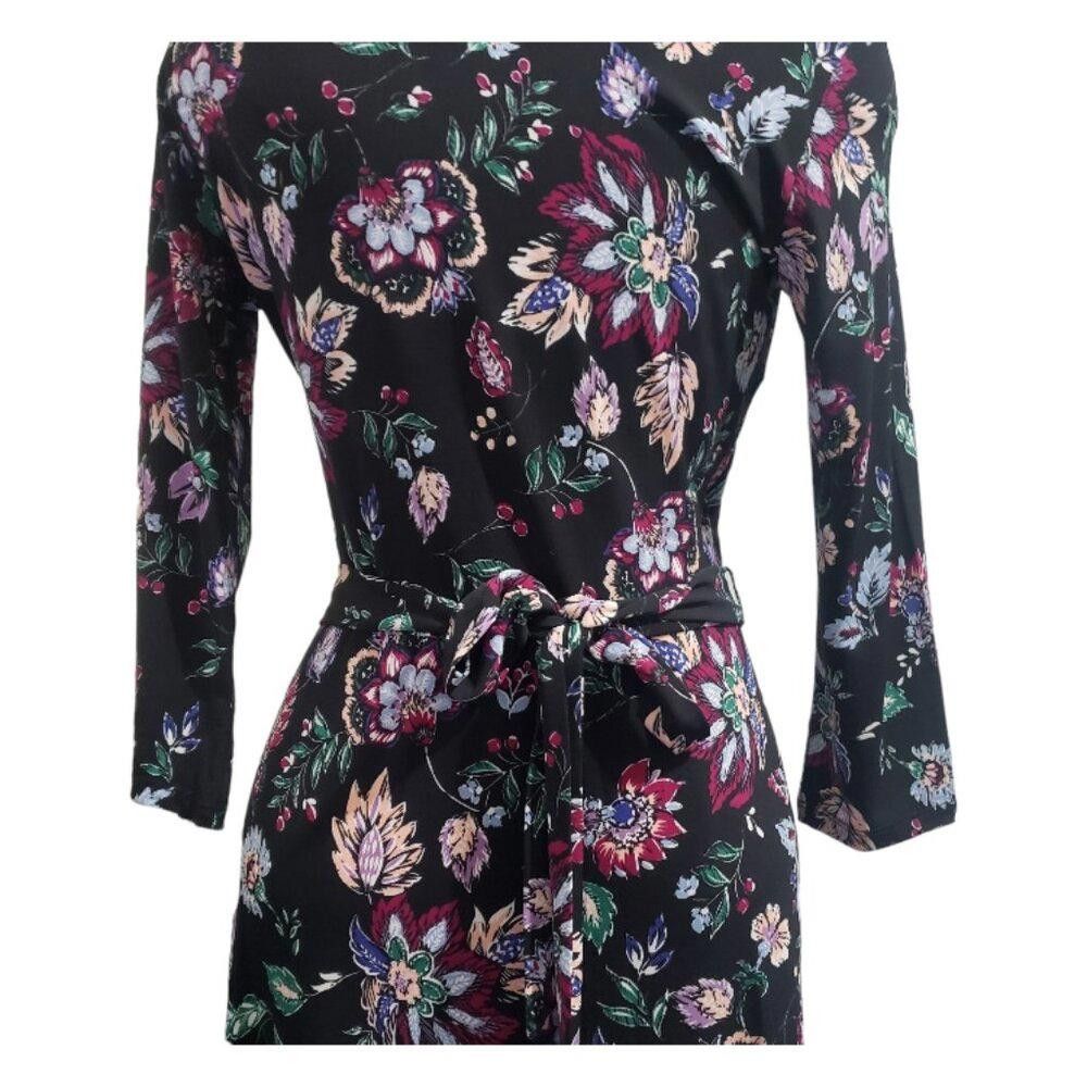 Warren Lotas CT1657 Leota Black Floral Swing Dress L Size L / US 10 / IT 46 - 6 Thumbnail