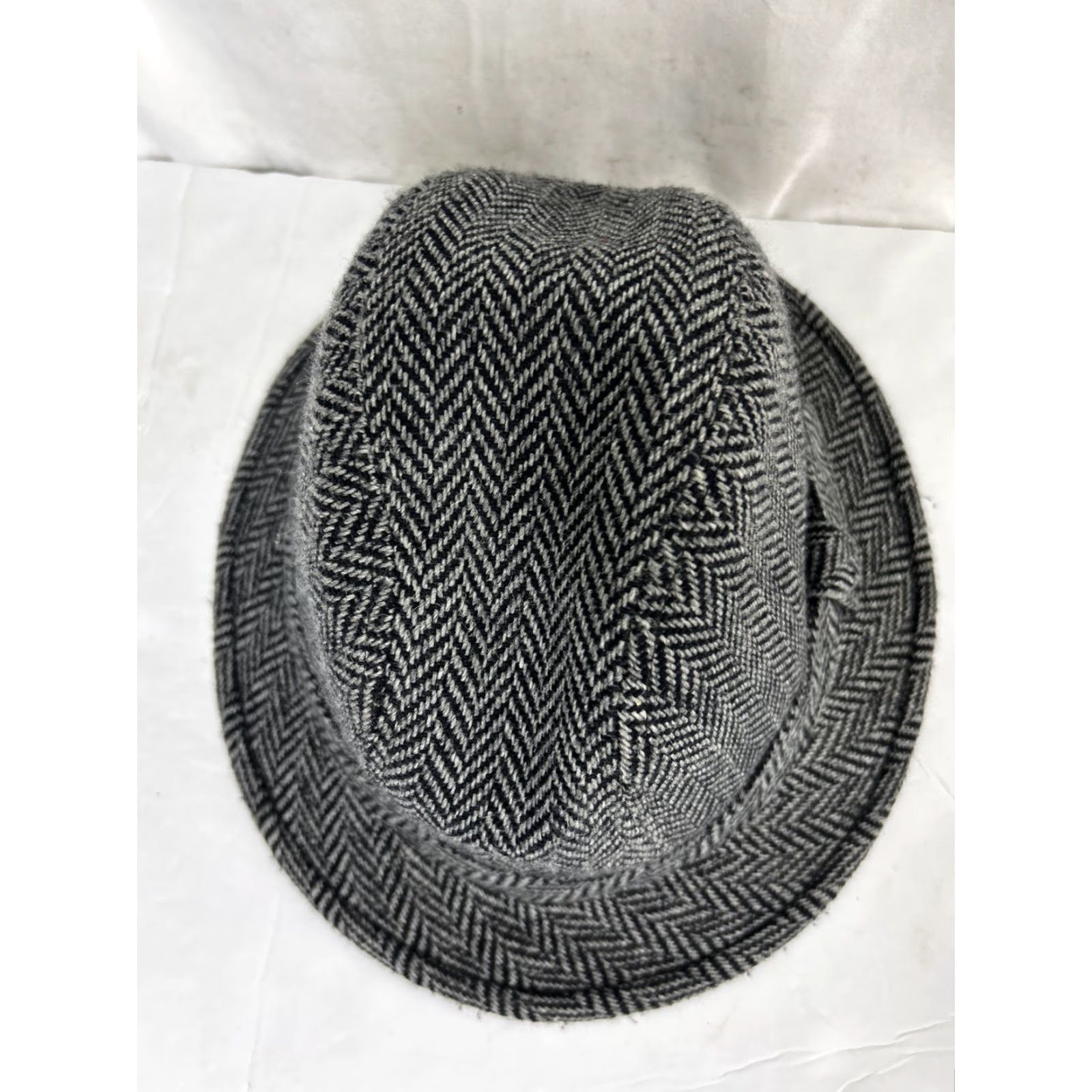Vintage Dorfman Pacific Scala Hat Mens Large Wool Blend Herringbone Fedora Grey Vtg Size ONE SIZE - 4 Thumbnail