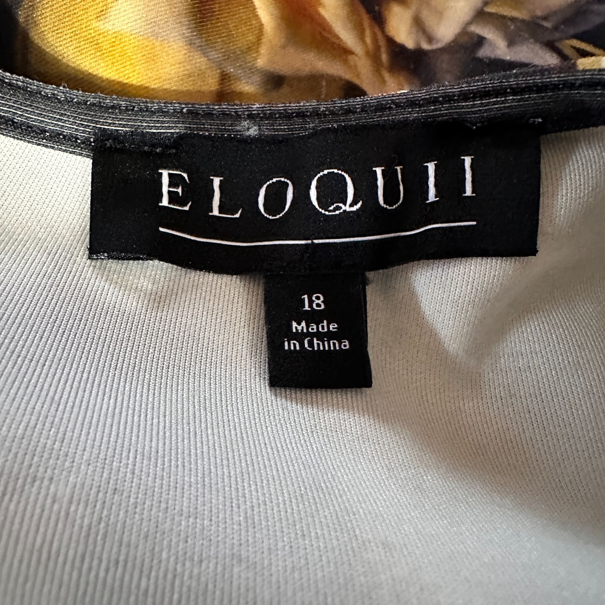Designer Eloquii Gold and Black Floral Print Midi Dress Size 18 Shor Size XXL / US 16-18 / IT 52-54 - 4 Thumbnail