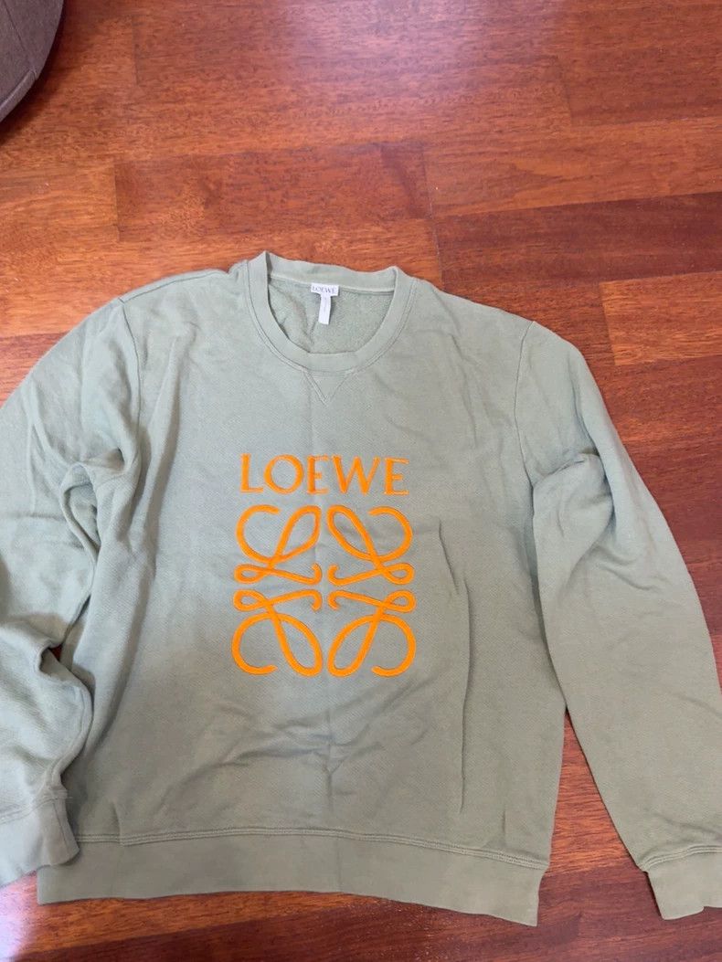 Loewe LOEWE Green Crewneck Sweatshirt Orange Logo - dmc Size US XL / EU 56 / 4 - 1 Thumbnail