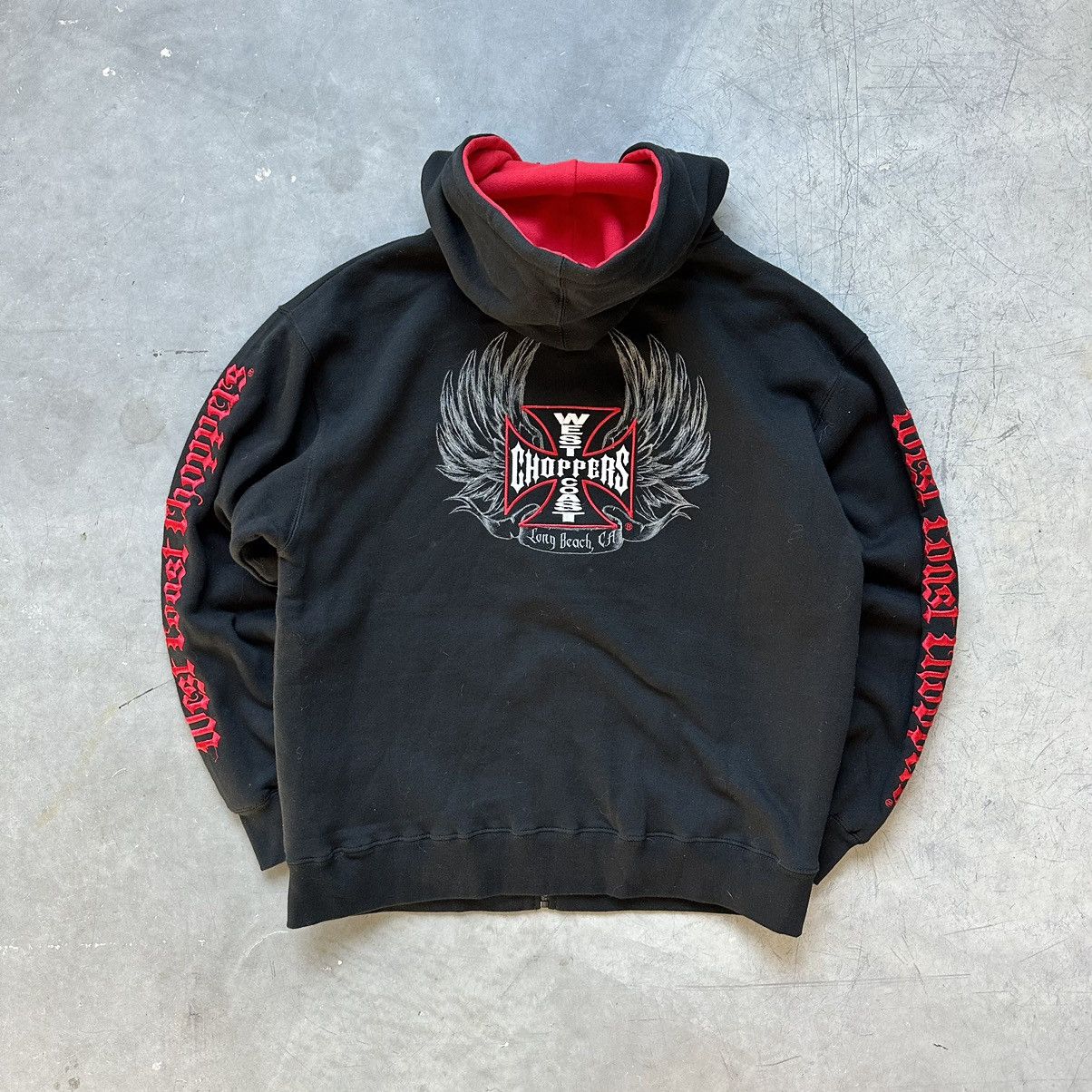 image of Harley Davidson x Jnco Crazy Vintage Y2K West Coast Choppers Hoodie Baggy Grunge in Black (Size Lar
