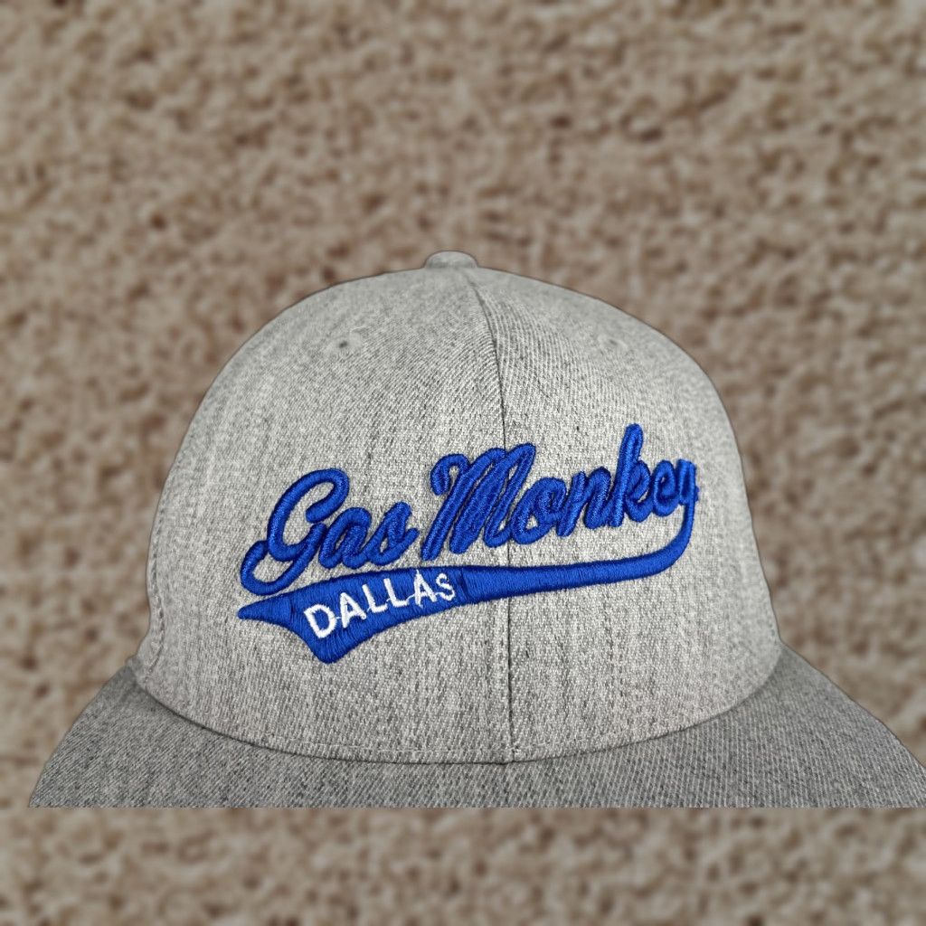GAS Gas Monkey Garage Hat Cap Fitted Adult 7 1/4 Gray Embroidered Stretch Wool Blend Baseball Cap Mens Size ONE SIZE - 1 Thumbnail
