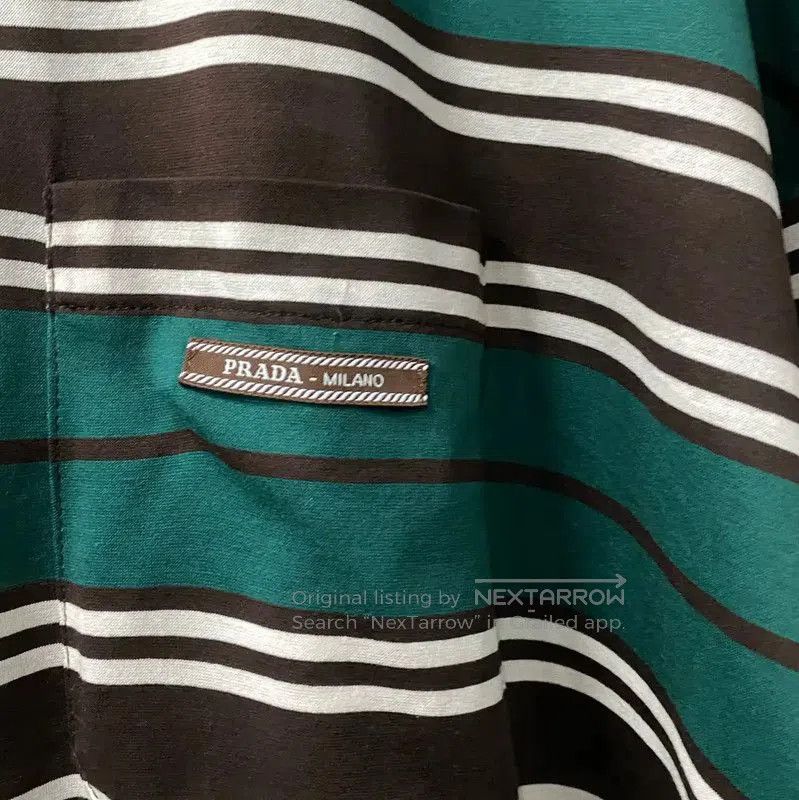 Prada Prada Striped Men's T-Shirt in Green and Brown. Size US M / EU 48-50 / 2 - 5 Thumbnail