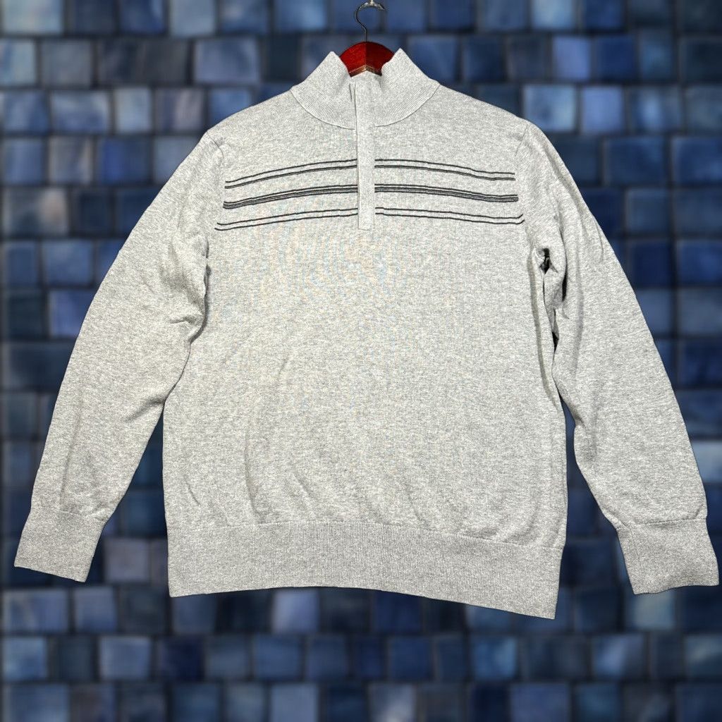Banana Republic Banana Republic Sweater Mens L Gray Cotton 1/4 Zip Mock Neck Pullover Ribbed Cuffs Size US L / EU 52-54 / 3 - 1 Thumbnail
