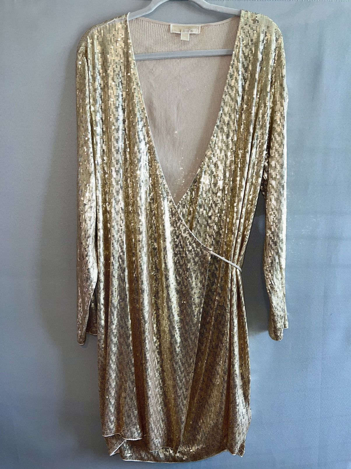 Michael Kors MICHAEL Michael Kors Gold Sequin Wrap Dress XL Size XL / US 12-14 / IT 48-50 - 2 Thumbnail