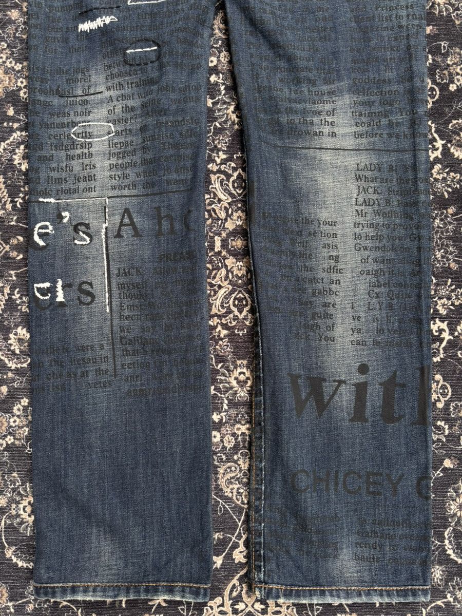 John Galliano John Galliano Newspaper Art Print Denim Pants Size US 30 / EU 46 - 10 Thumbnail