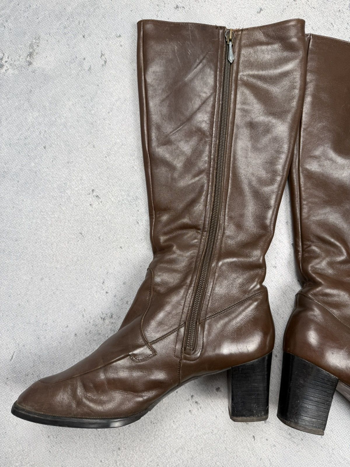 Bally Vintage Bally Brown Leather Knee High Boots Square Toe 70s Size US 6 / IT 36 - 13 Thumbnail