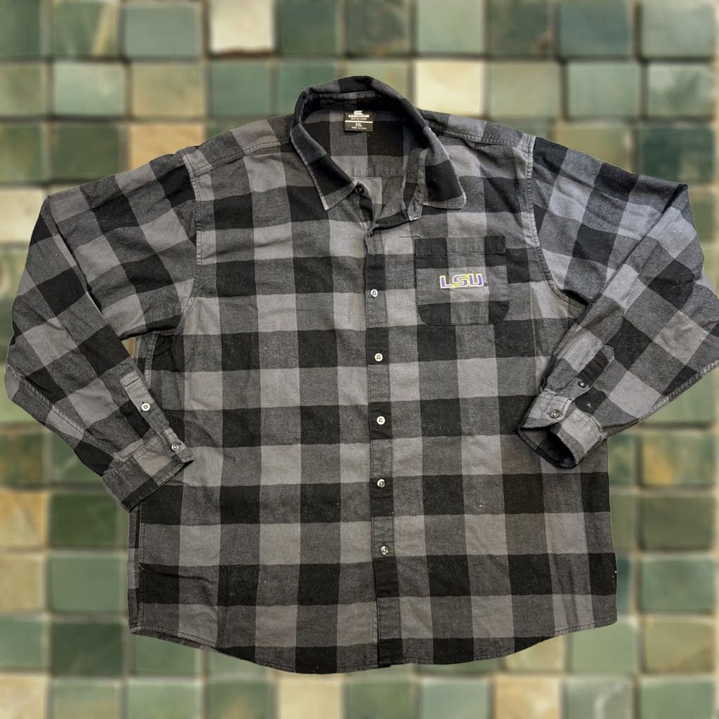 Vintage Colosseum Men's Shirt XXL Long Sleeve Button-Up Plaid Flannel LSU Tigers Black Size US XXL / EU 58 / 5 - 1 Thumbnail