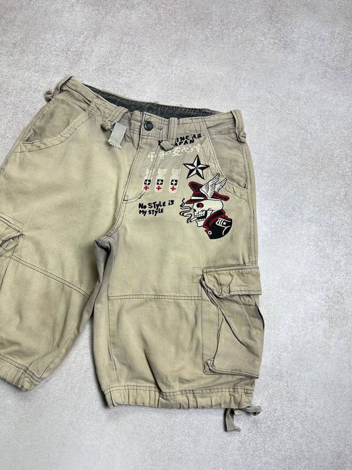 Ed Hardy × Ken Carson Vintage Y2K Skull Embroidery Cargo Grunge Shorts Jorts 32 Size US 32 / EU 48 - 3 Thumbnail