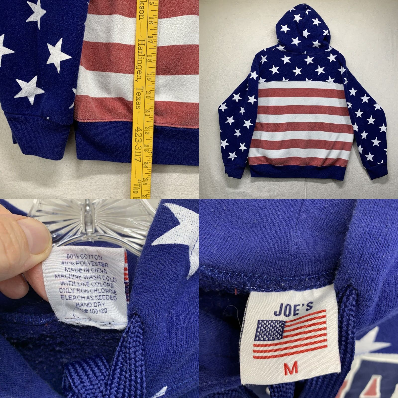 Vintage VINTAGE 90s Hoodie USA Flag Allover Print Joe’s Medium Mens Cotton Blend Fleece Pullover 80s 90s Graphic Size US M / EU 48-50 / 2 - 8 Thumbnail