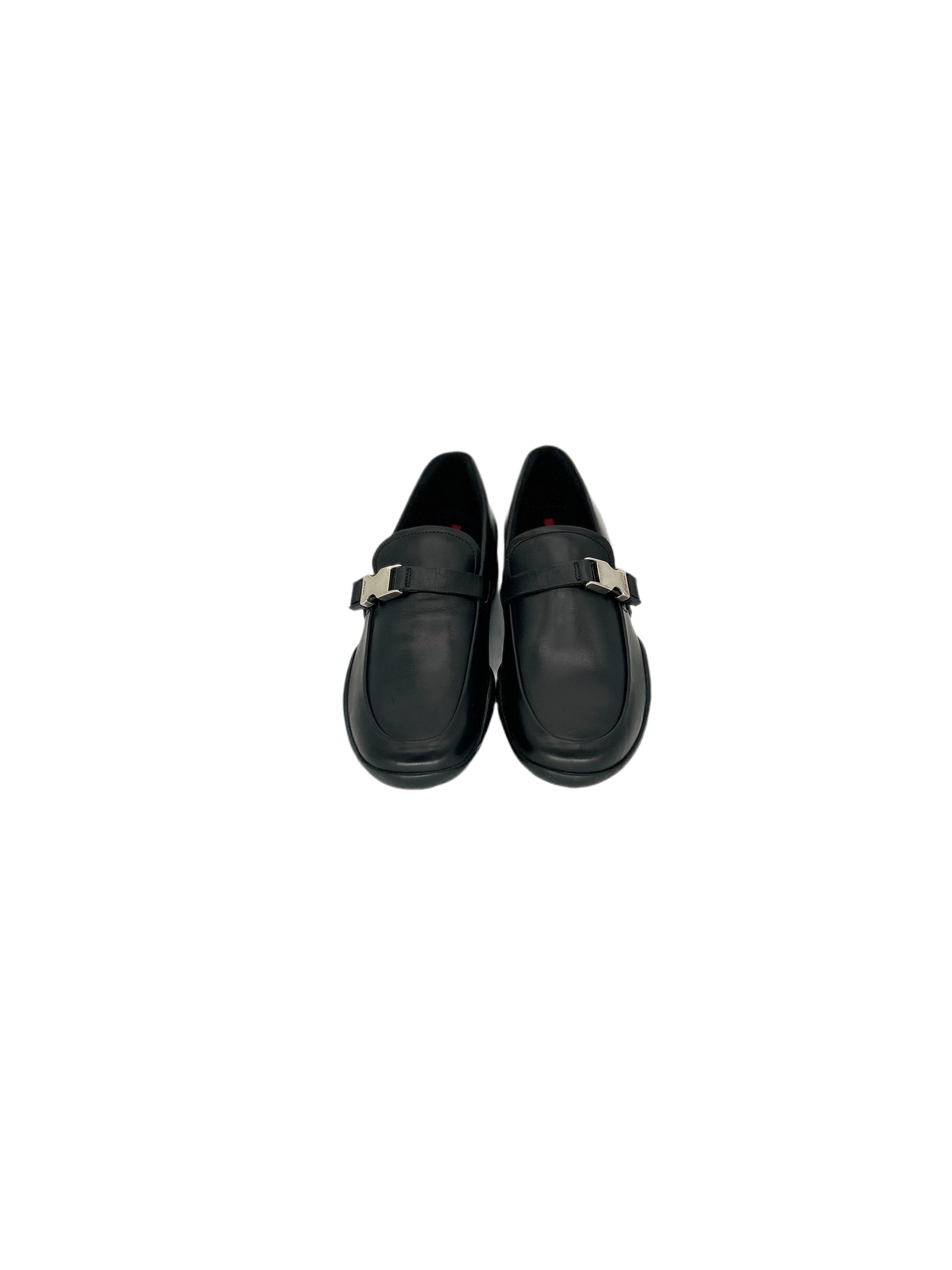 Prada Prada Linea Rossa 'Sport' Black Loafers With Metal Buckle Size US 6 / EU 39 - 4 Thumbnail