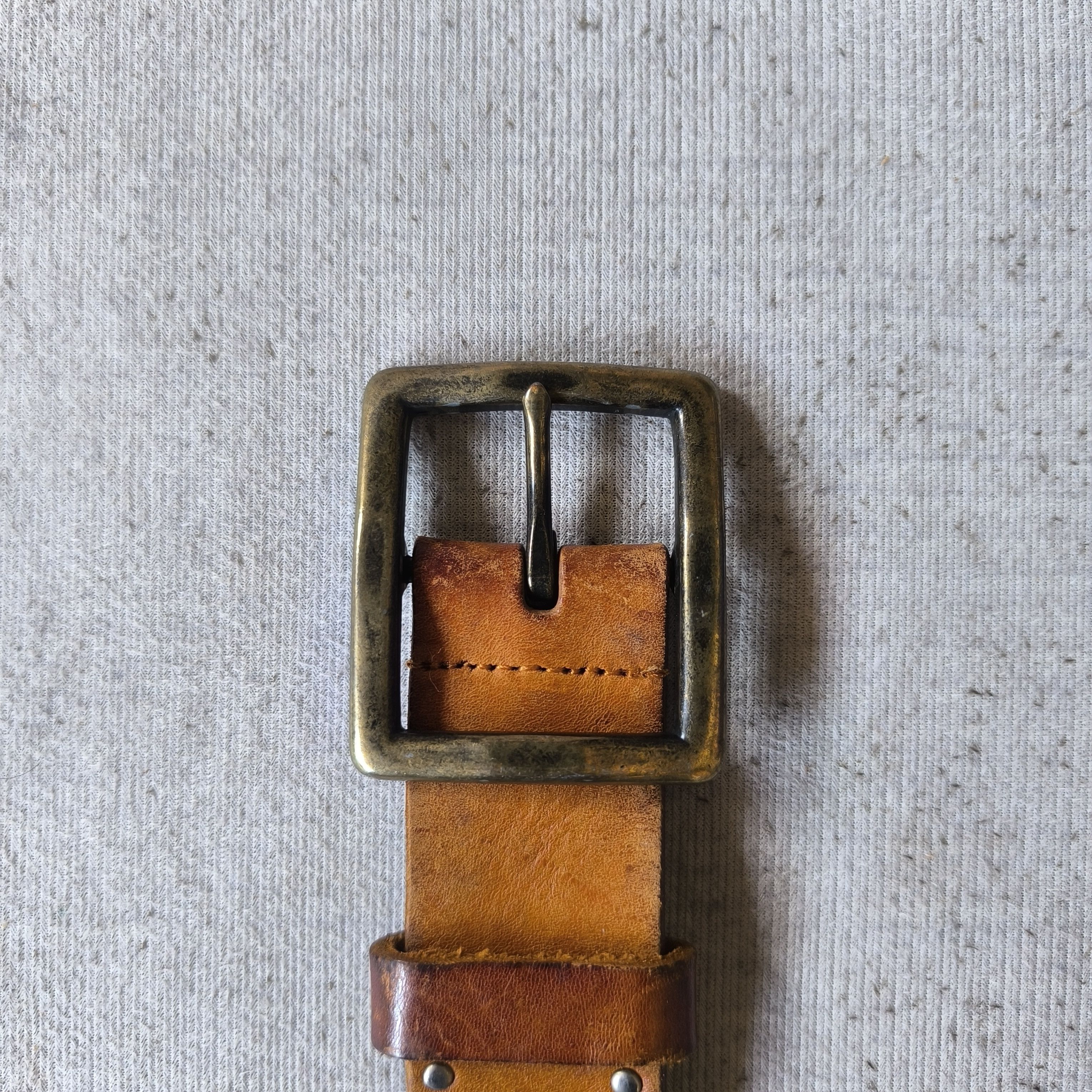 PPFM 💥Vintage solid brass garrison stud punk rock leather belt Size ONE SIZE - 5 Thumbnail