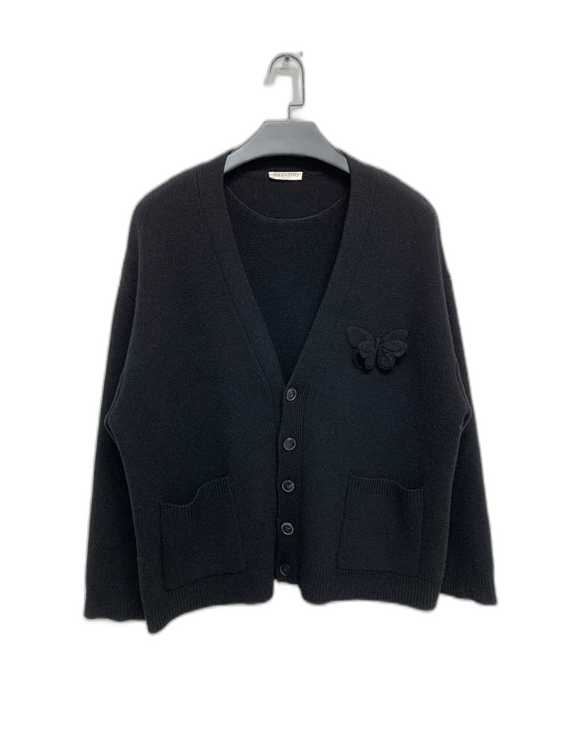 Valentino Butterfly Embroidered Cardigan Sweater