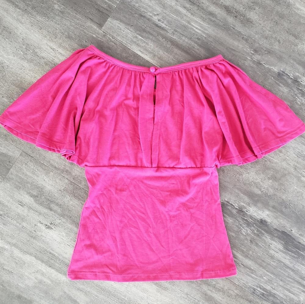 Designer Pink Vibrant NM Diamond Detailed Flowy Short Sleeve Size S / US 4 / IT 40 - 2 Thumbnail
