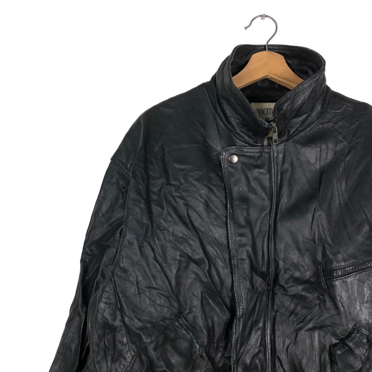 Issey Miyake 🔥Vintage Leather Biker Jacket Double Collar Vicenza Japan Size US M / EU 48-50 / 2 - 7 Thumbnail