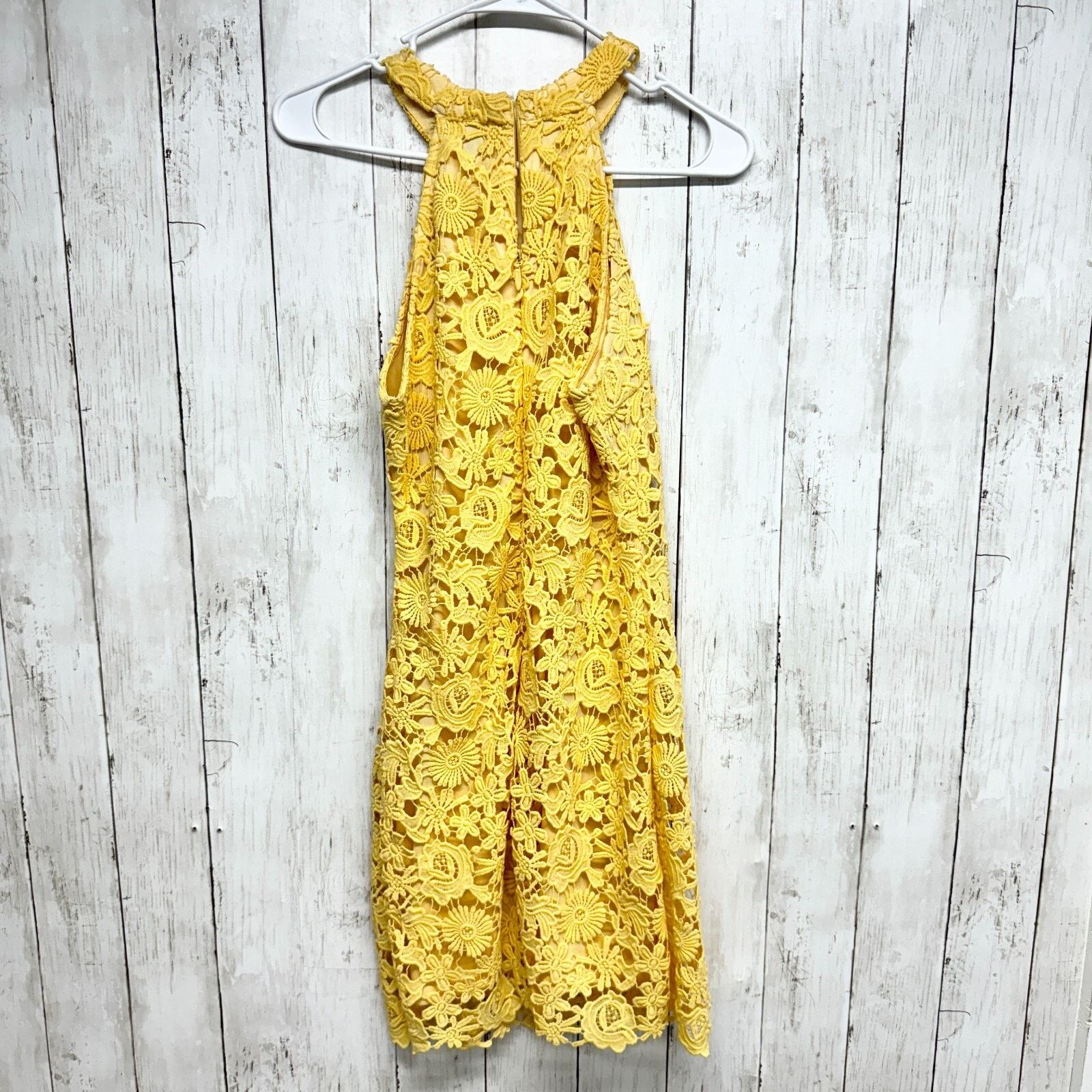 Other Lulus M Canary Yellow Love Poem Lace Sleeveless Mini Dress Size M / US 6-8 / IT 42-44 - 6 Thumbnail