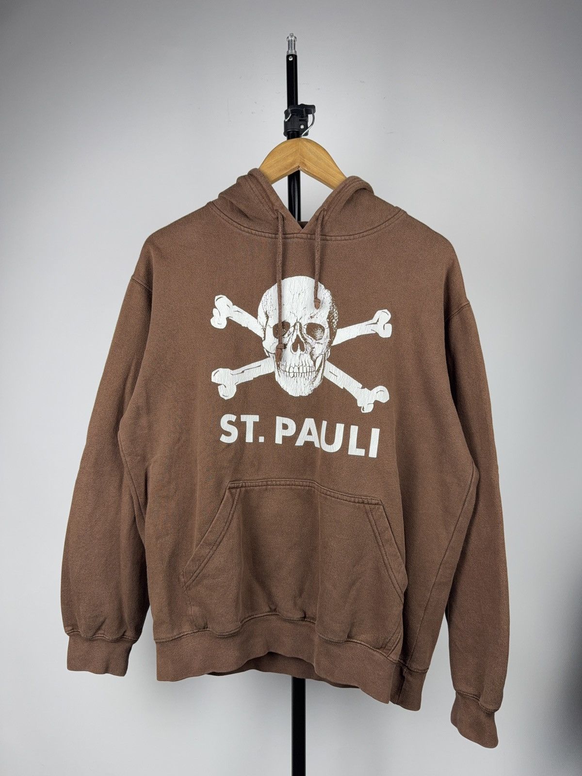 Vintage FC St Pauli Skull Hoodie Totenkopf Brown Pullover Streetwear Size US L / EU 52-54 / 3 - 1 Thumbnail