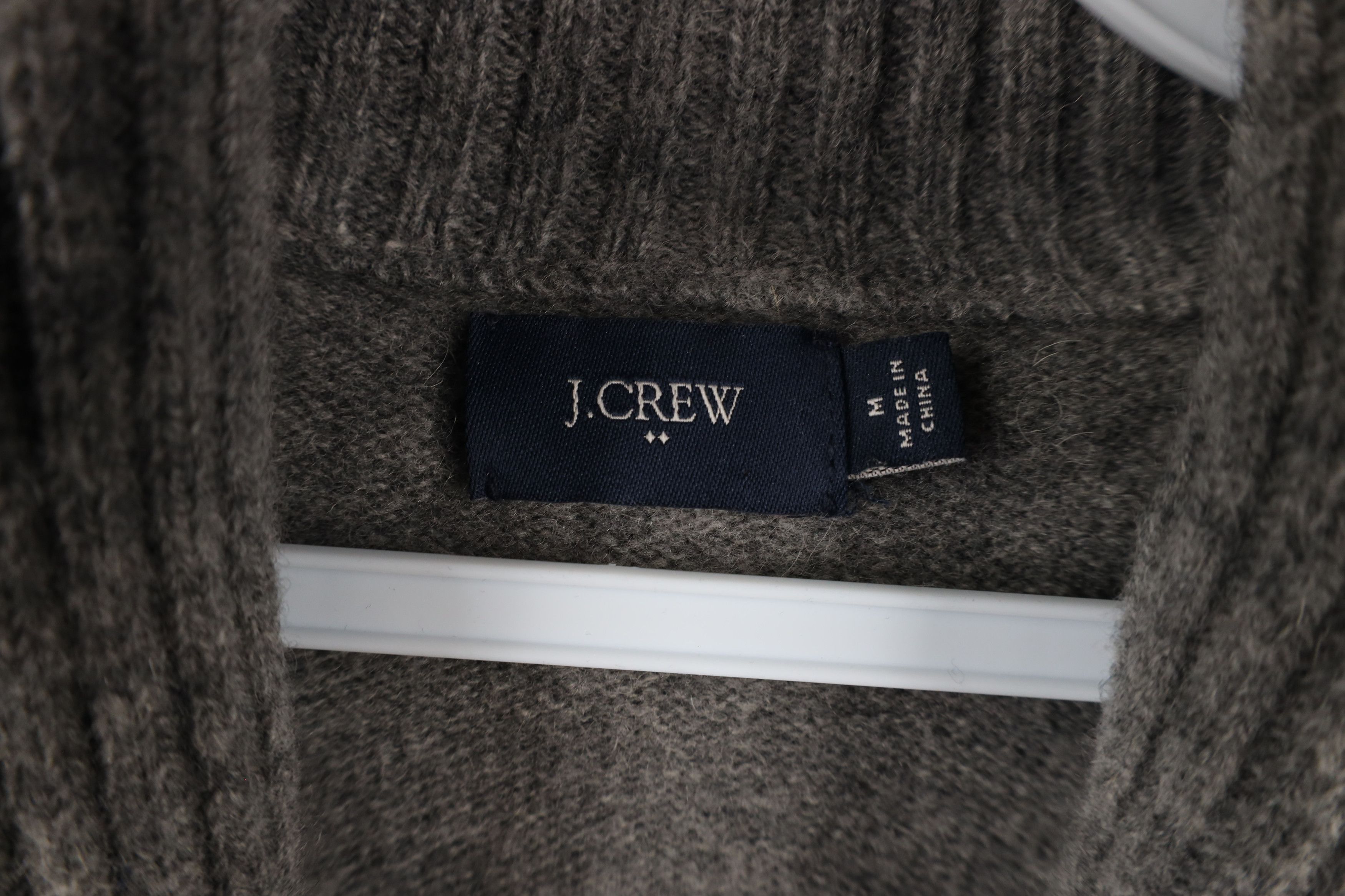 J.Crew × Vintage Vintage J Crew Wool Knit Shawl Collar Henley Sweater Gray Size US M / EU 48-50 / 2 - 5 Thumbnail