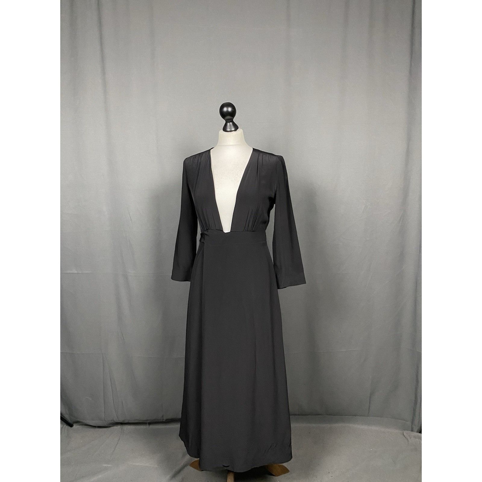 Sezane Sezane Women's Black A-Line Maxi Silk Dress Size 36 Size XS / US 0-2 / IT 36-38 - 4 Thumbnail