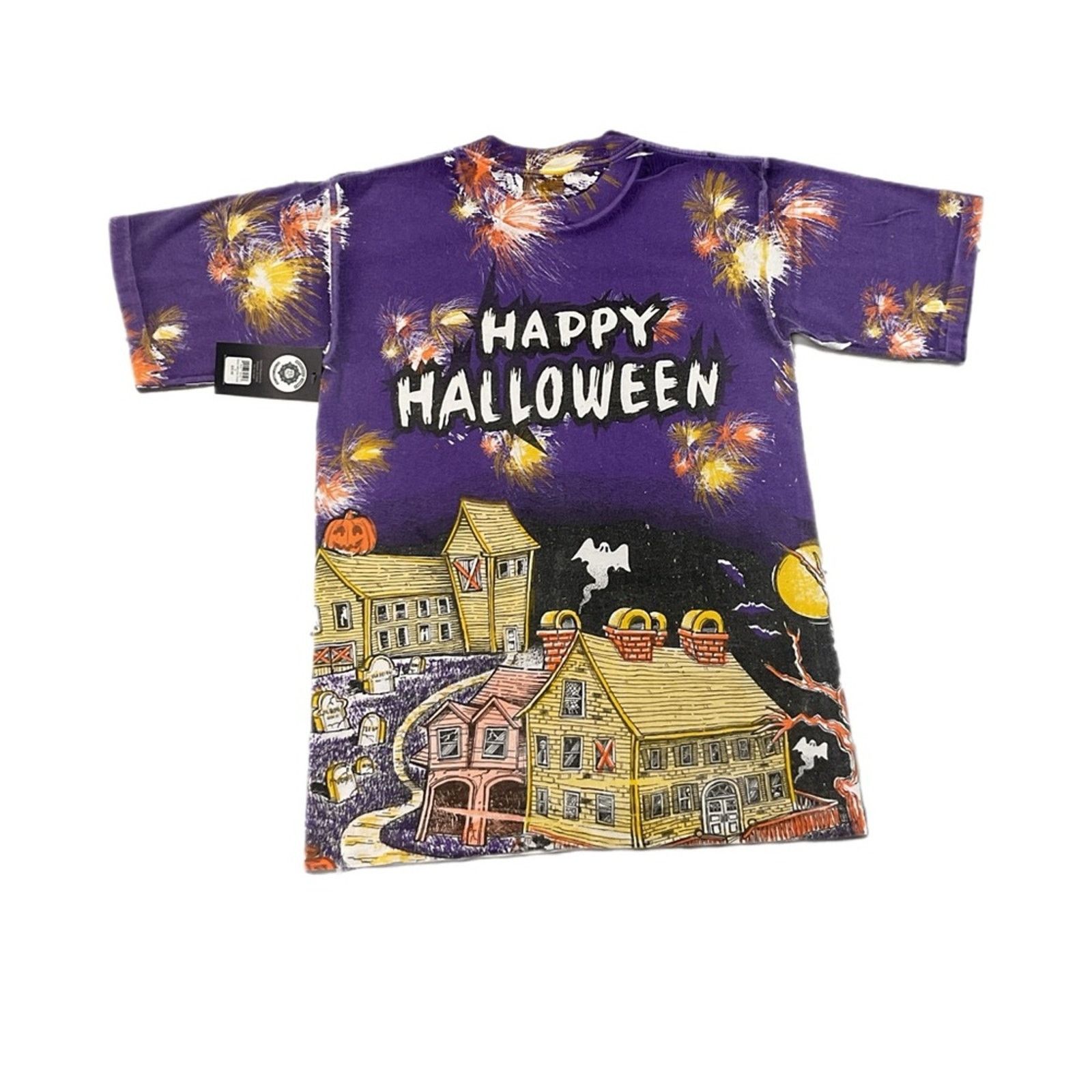 Vintage Happy Halloween Purple All-Over Print T-Shirt Size US XL / EU 56 / 4 - 2 Thumbnail