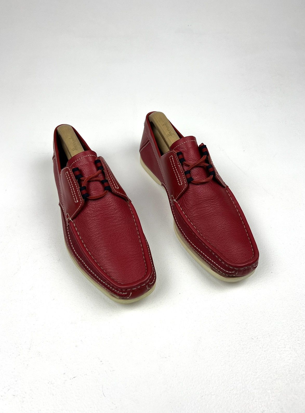 Gucci GUCCI Loafers Leather Shoes Lace Up Web Logo Red Men’s Size US 10 / EU 43 - 1 Thumbnail