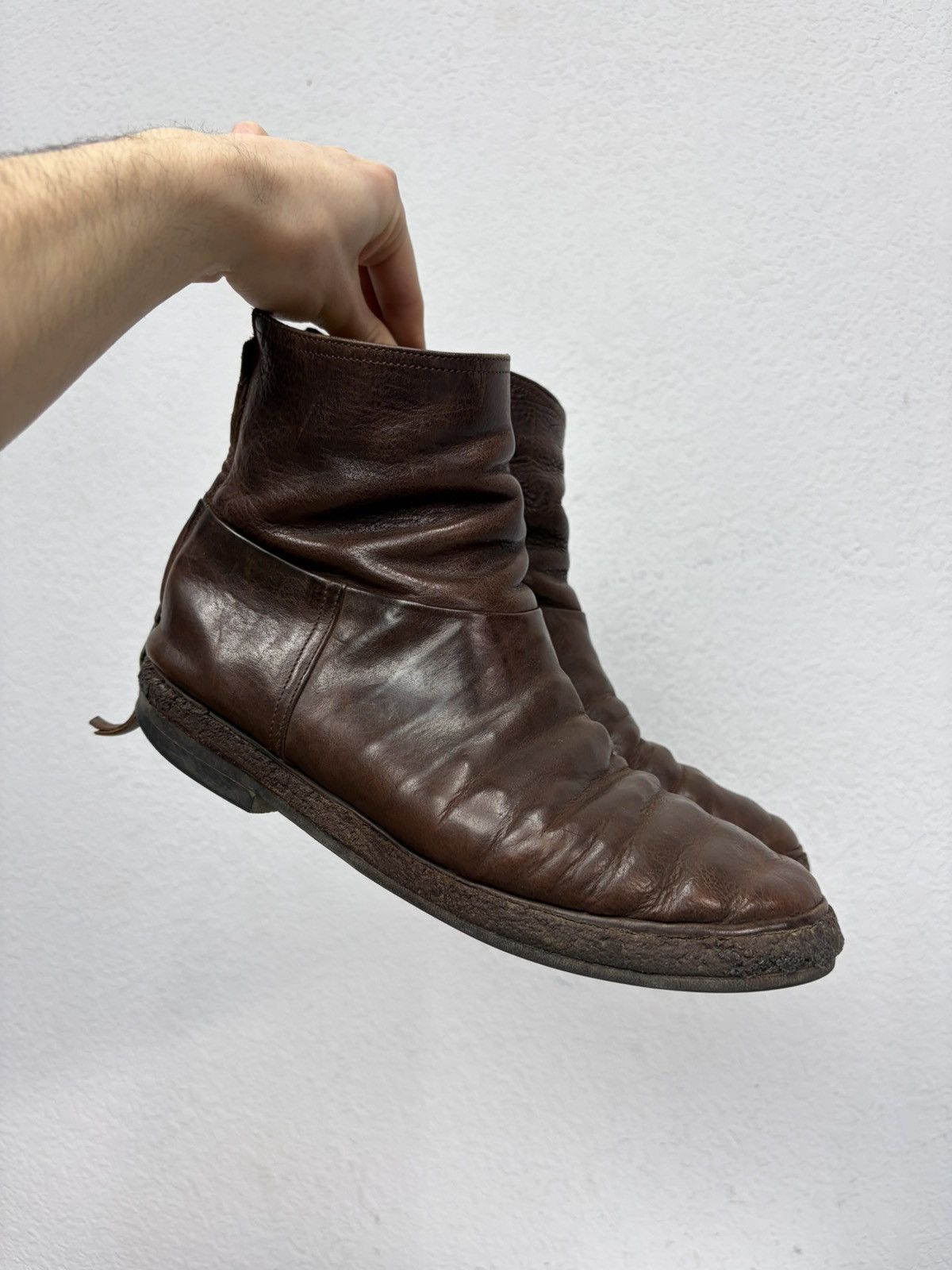 Hedi Slimane Vintage Y2K Guidi CCP Style Distressed Leather Biker Boots Size US 9 / EU 42 - 17 Thumbnail