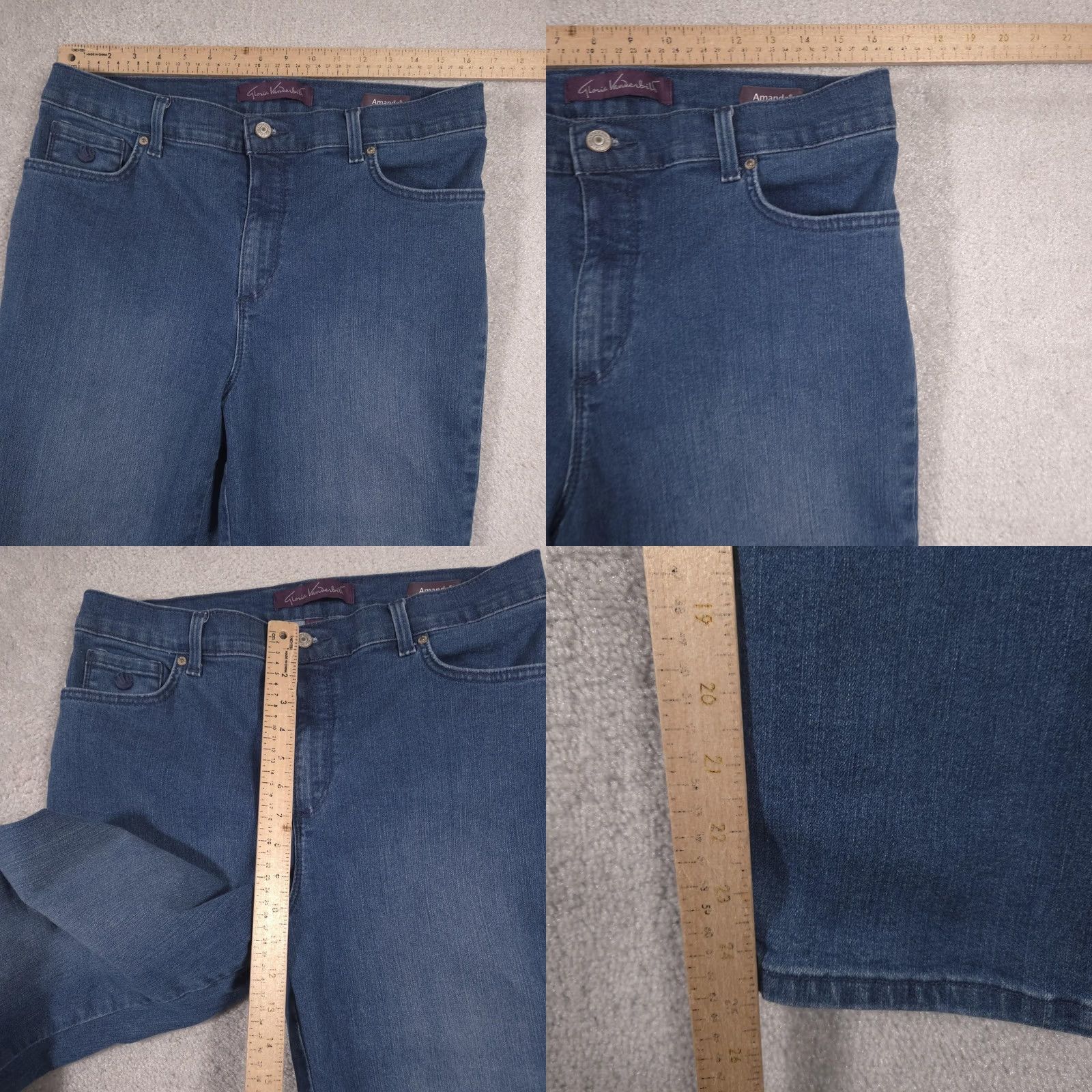 Gloria Vanderbilt Gloria Vanderbilt Amanda Jeans Womens 16P Short Blue High Rise Tapered Stretch Denim Cotton Blend Spandex 5-Pocket Zip Button Size 38" / US 16 / IT 52 - 8 Thumbnail