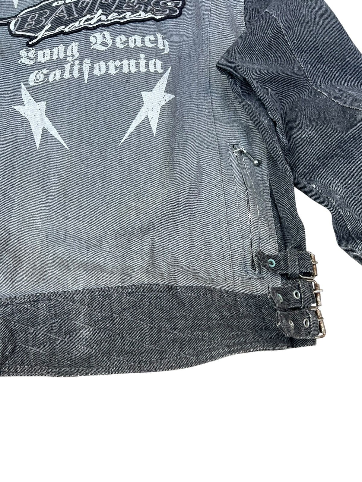 Kadoya Vintage Y2K BATES Distressed Faded Denim Moto Jacket Size US L / EU 52-54 / 3 - 24 Thumbnail