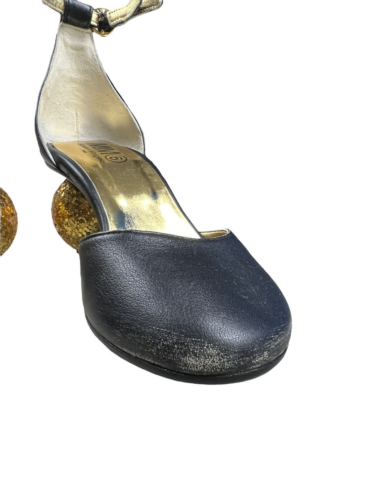 Maison Margiela Maison Margiela MM6 Black Leather Glitter Ball Heels Size US 7 / IT 37 - 11 Thumbnail