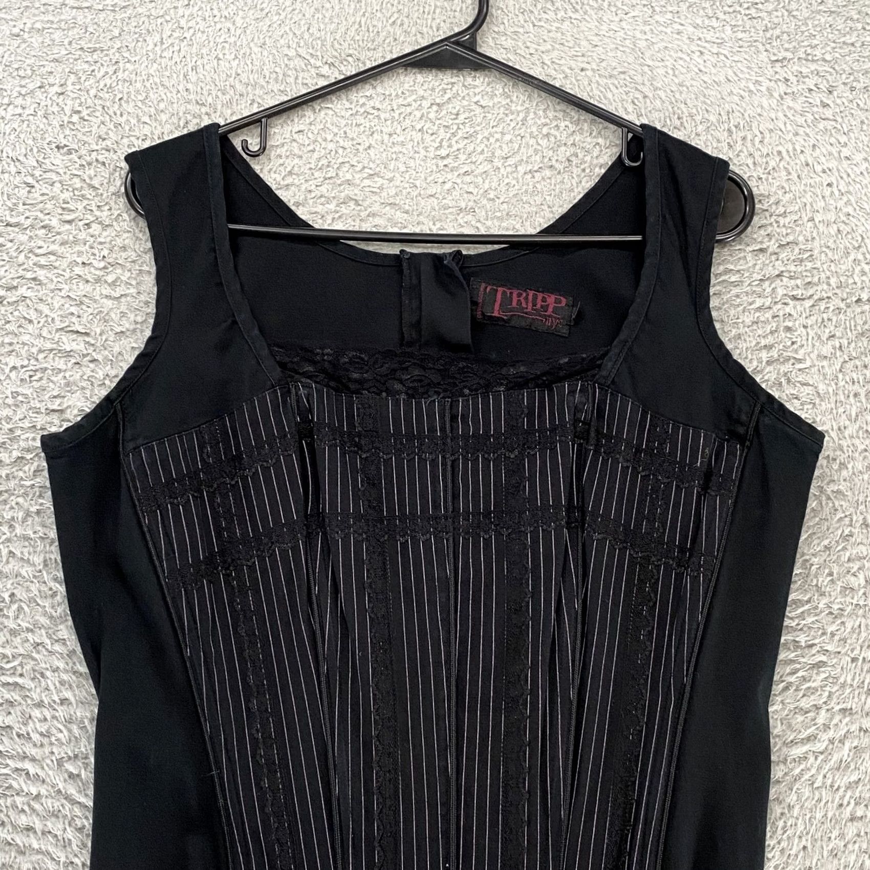 Tripp NYC TRIPP NYC Corset Top Womens 2XL Vintage Pinstripe Gothic Punk Y2K Lace Sleeveless Tank Black Trim Zipper Size XXL / US 16-18 / IT 52-54 - 2 Thumbnail