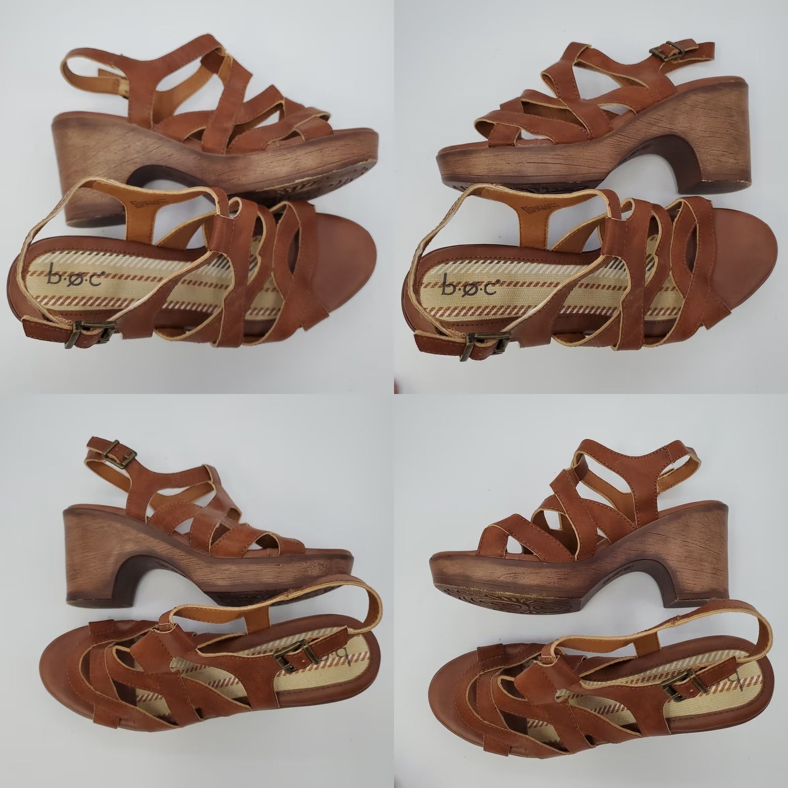 Born B.O.C. Marybeth Comfort Dress Shoe Tan Brown Sandal Women's 8M Strap Buckle Round Toe Block Heel Casual Clog Walking Modern Vintage NO Size M / US 6-8 / IT 42-44 - 9 Thumbnail