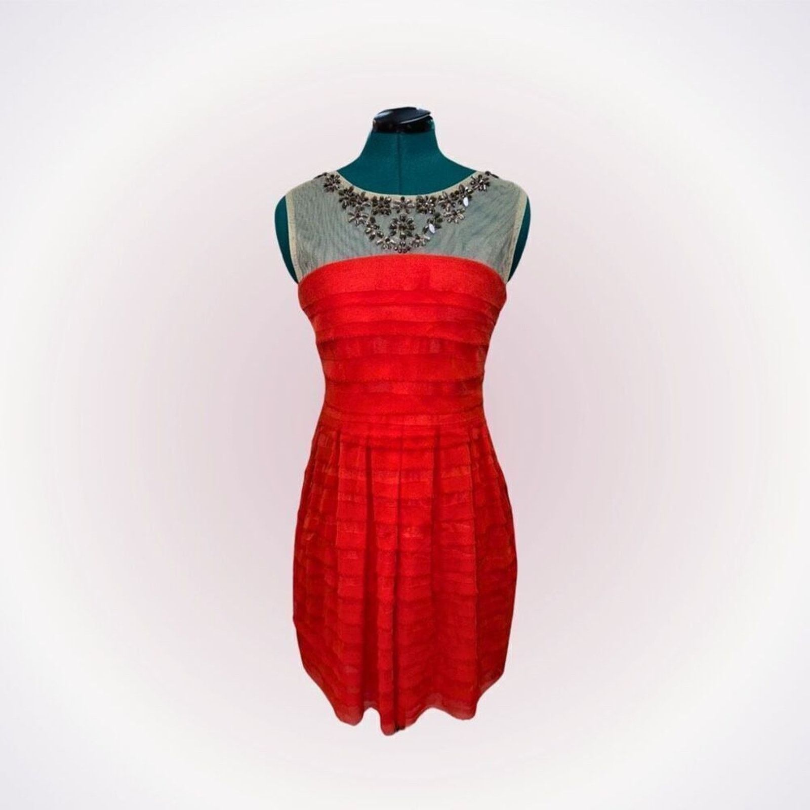 Other Jolie Moi red tiered mesh dress with embellished top | US 6 Size M / US 6-8 / IT 42-44 - 1 Thumbnail