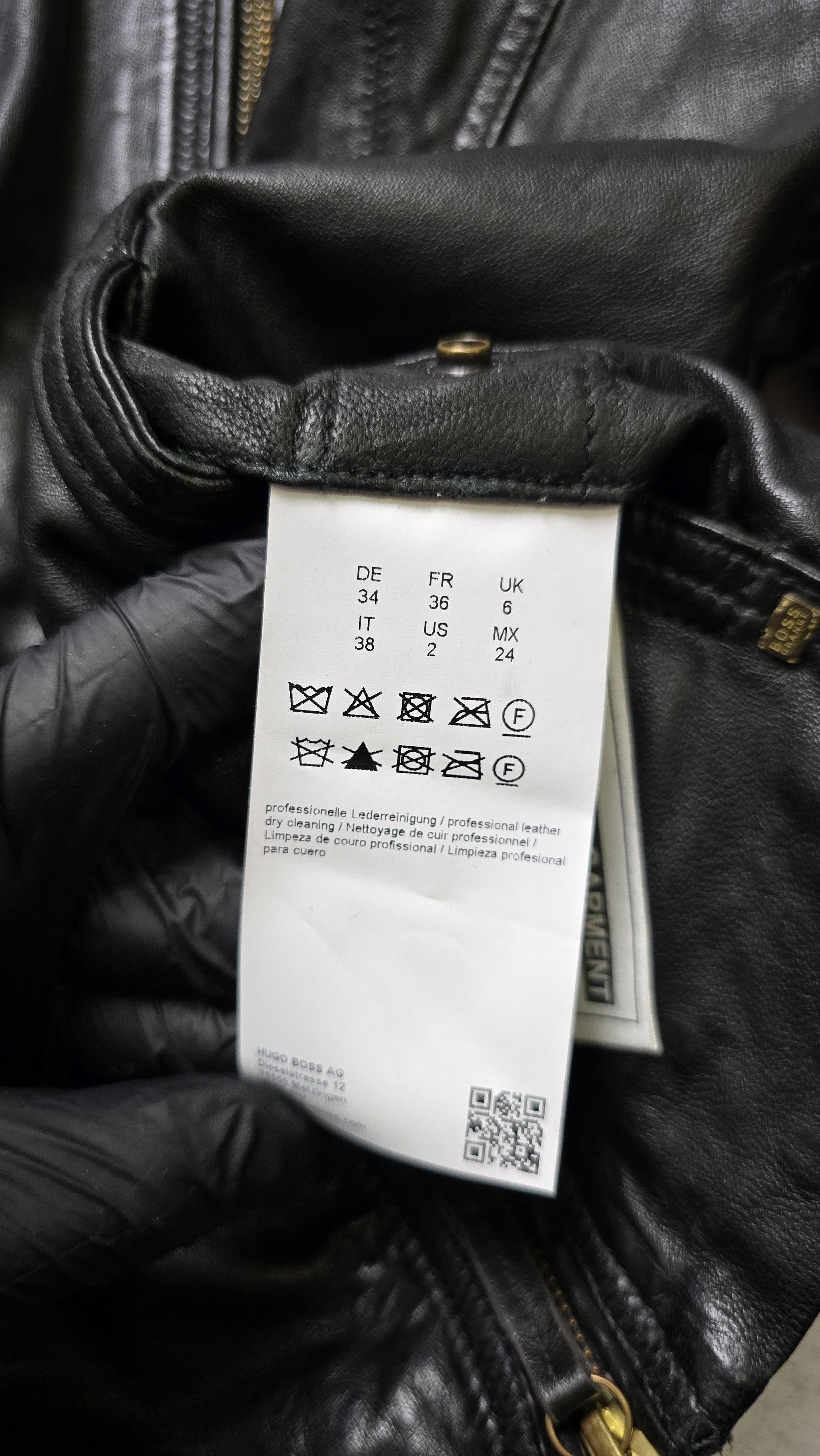 Hugo Boss Hugo Boss Orange Jonassa Black Leather Biker Jacket Size XS / US 0-2 / IT 36-38 - 24 Thumbnail