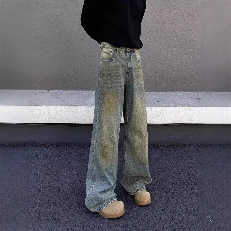 Japanese Brand Retro loose straight leg dirty dyed jeans Size US 32 / EU 48 - 3 Thumbnail