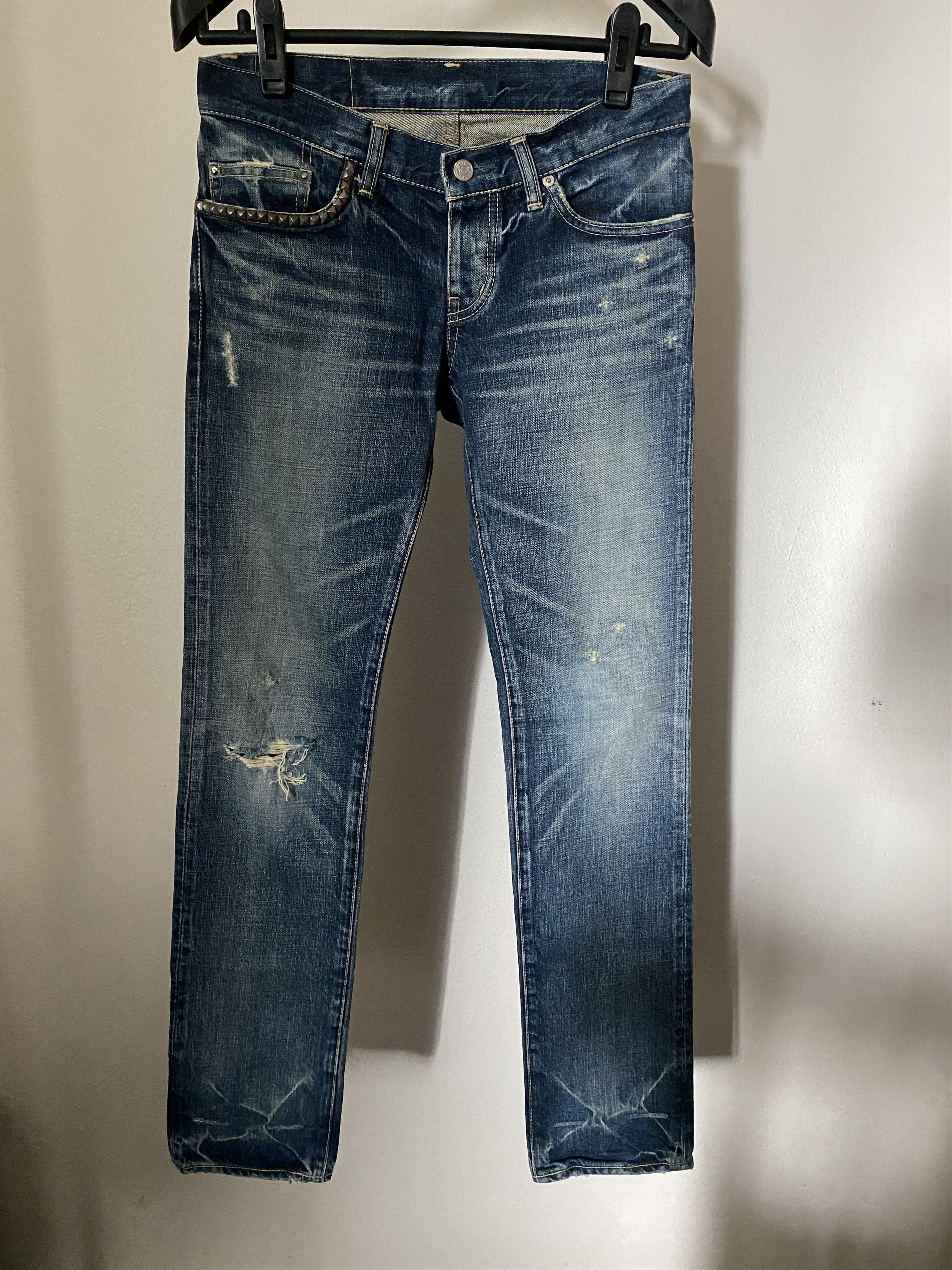 Studed Distressed Denim, view 2
