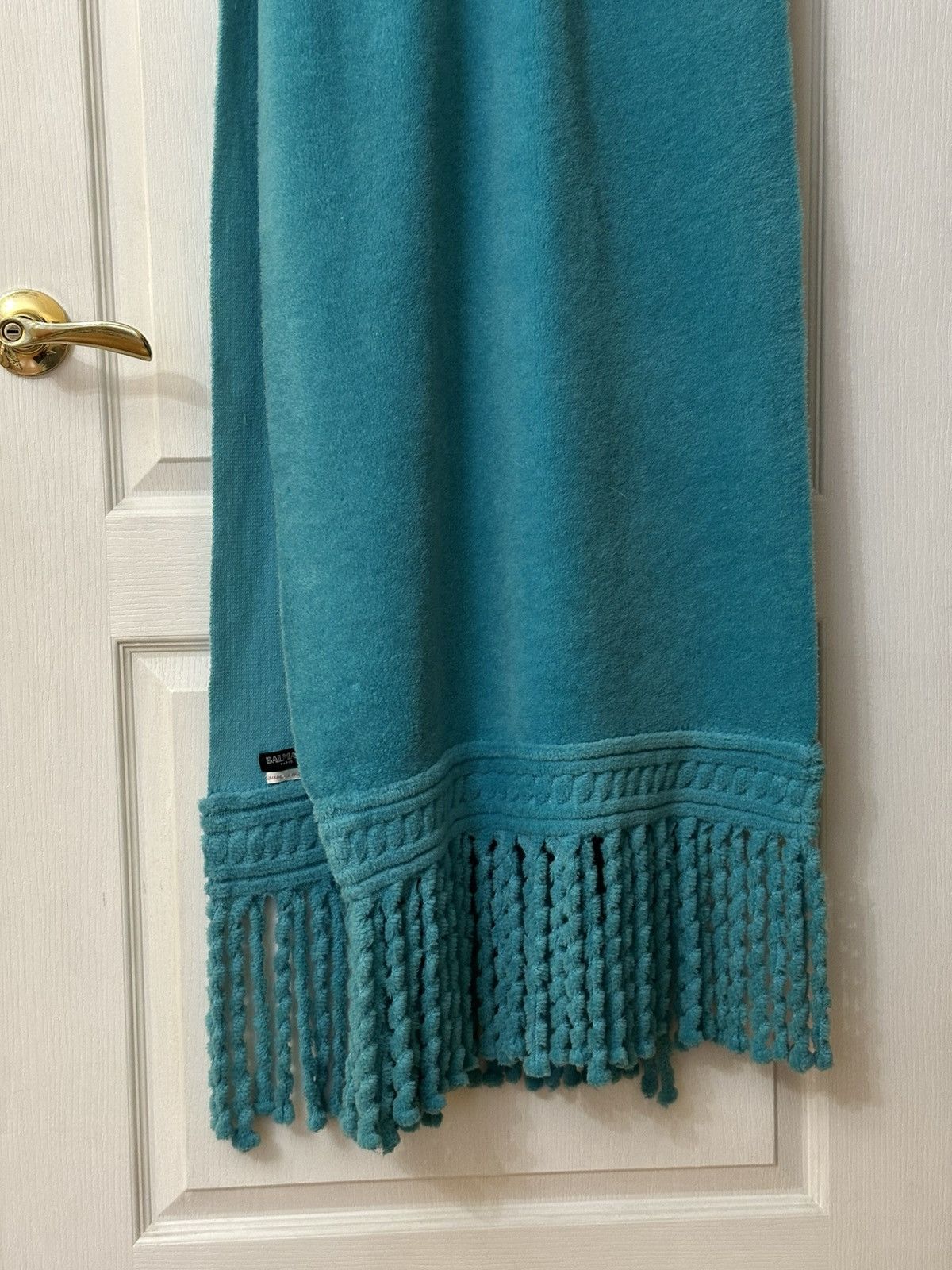 Balmain BALMAIN FW2001 Oversized Fringe Turquoise Scarf decarnin pin Size ONE SIZE - 7 Thumbnail