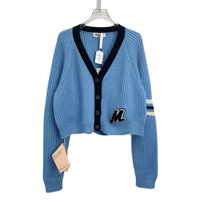 Miu Miu Miu Miu Women's Blue Cropped Cardigan 0089 Size M / US 6-8 / IT 42-44 - 1 Thumbnail