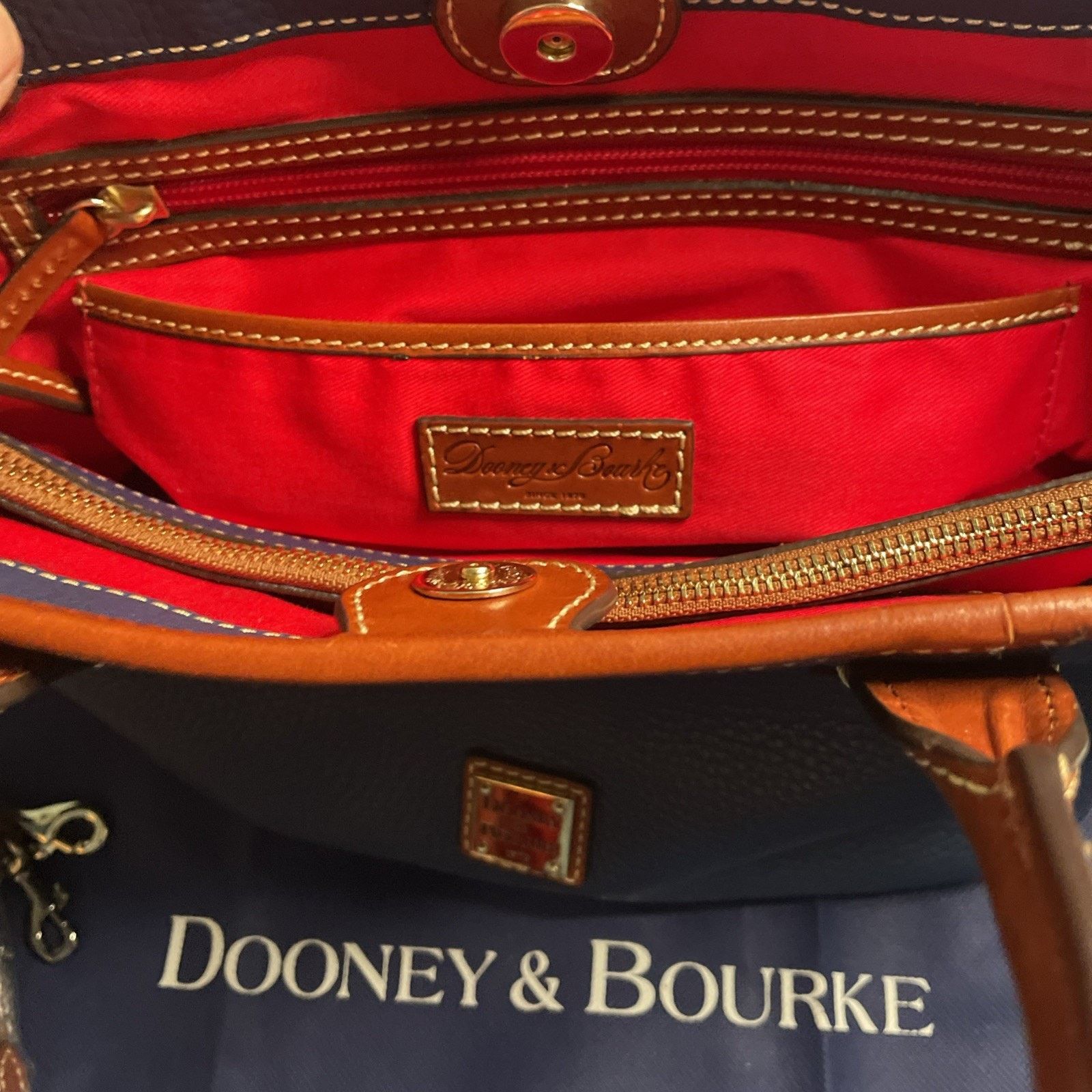 Dooney & Bourke Dooney & Bourke Pebble Grain Brenna Leather in Blue/Brown Size ONE SIZE - 12 Thumbnail